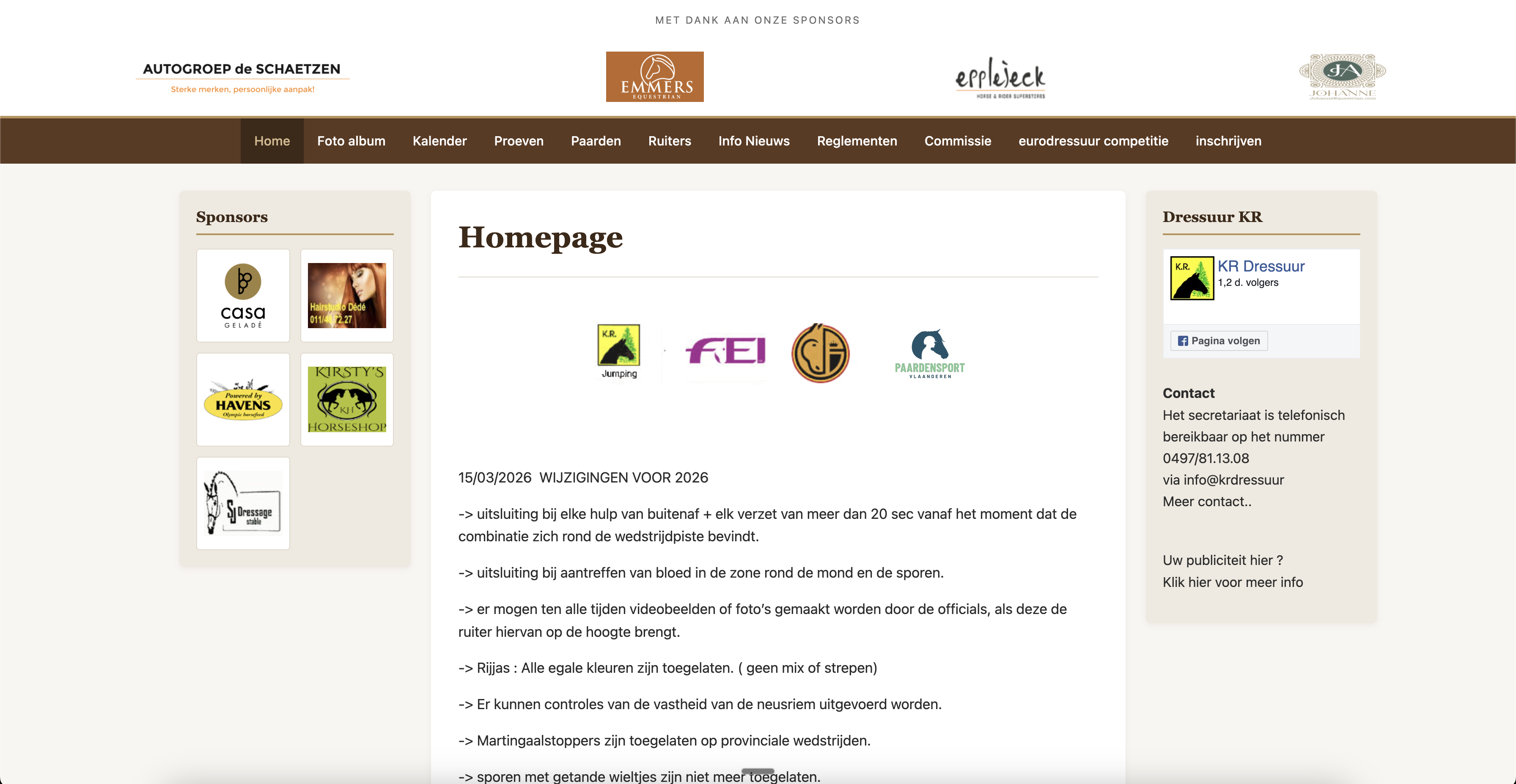 KR Dressuur website screenshot